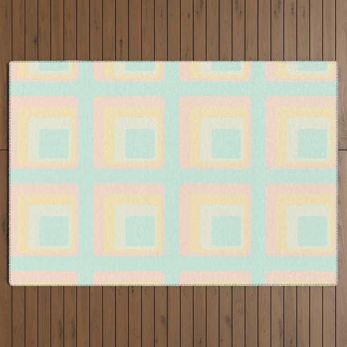 70s mod pale pastels Outdoor Rug