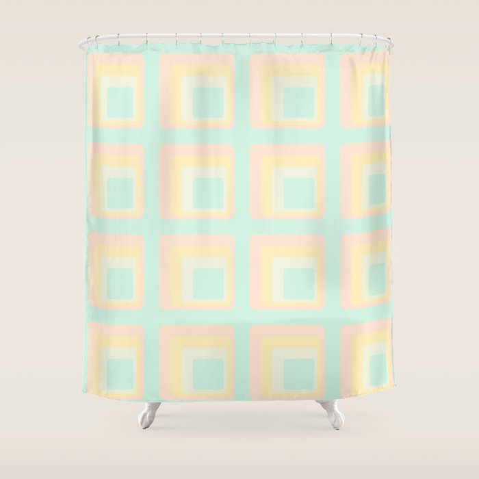 70s mod pale pastels Shower Curtain