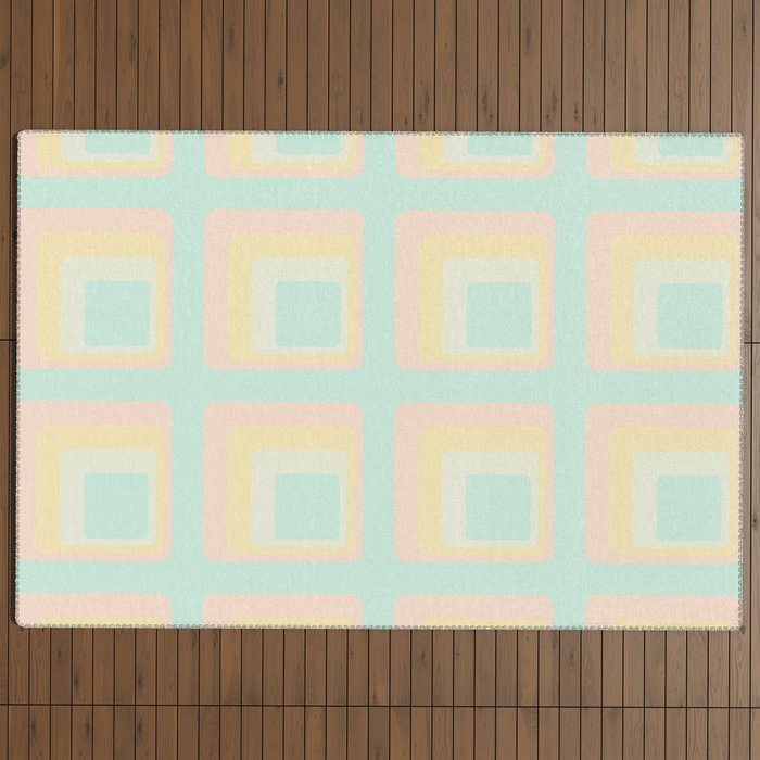 70s mod pale pastels Outdoor Rug