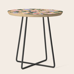70s Evil Eye Flower Pattern in dark green Side Table