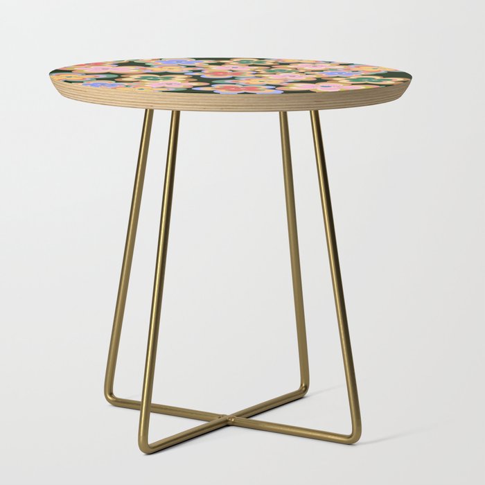 70s Evil Eye Flower Pattern in dark green Side Table