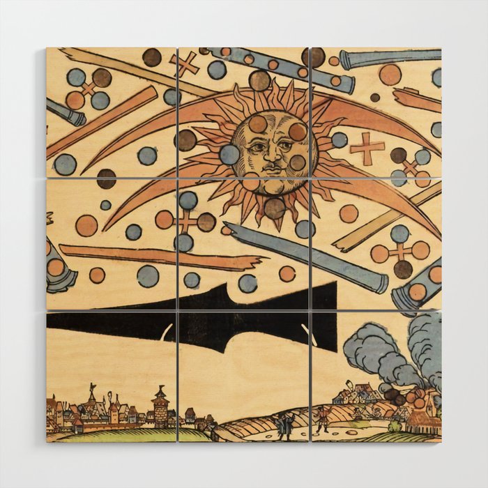 1561 Celestial Phenomenon over Nuremberg Wood Wall Art