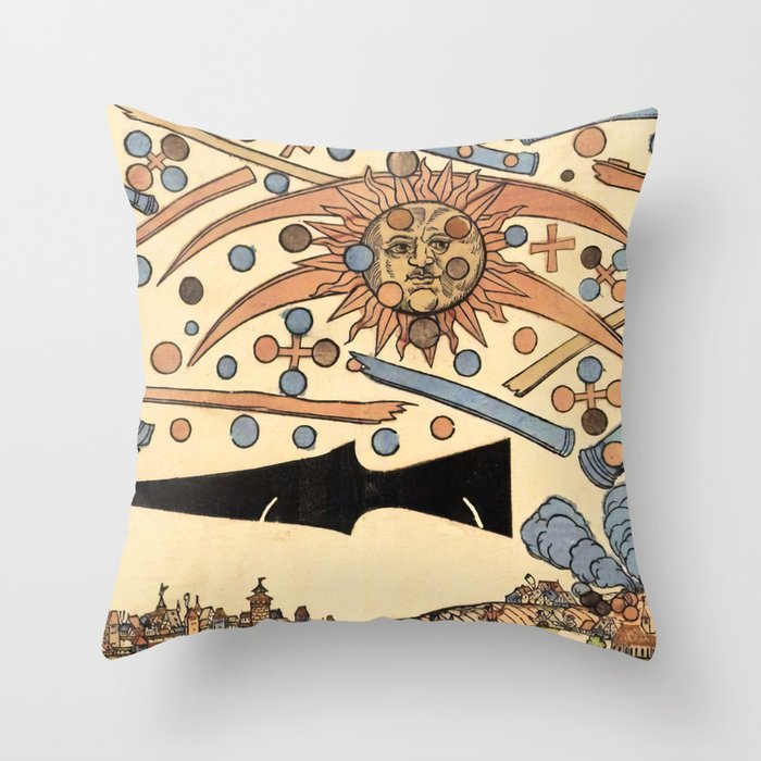 1561 Celestial Phenomenon over Nuremberg Throw Pillow