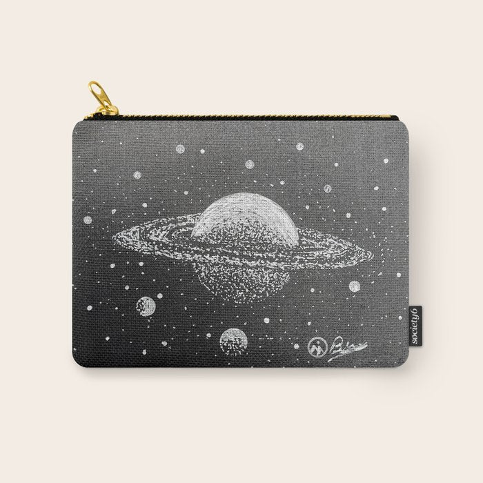 "Saturn's Moons" Outer Space Original Art, Planets, Galaxy Wall Decor Carry All Pouch