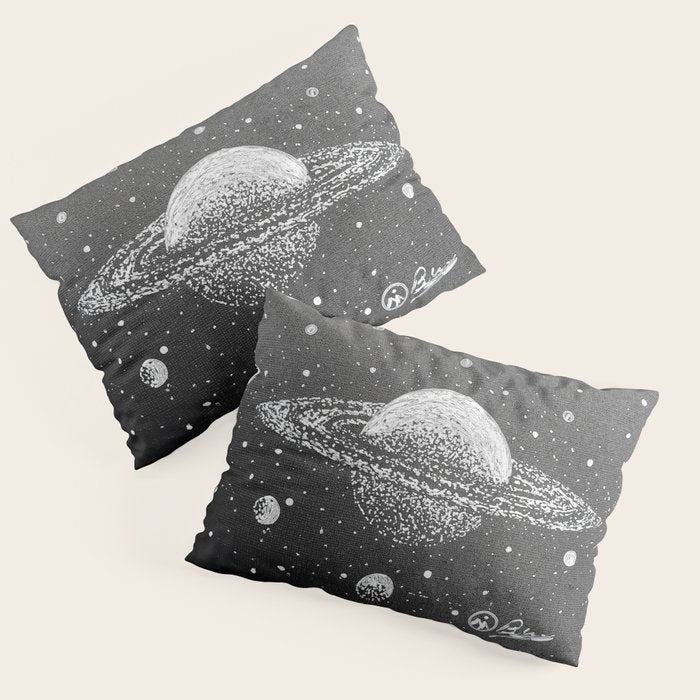 "Saturn's Moons" Outer Space Original Art, Planets, Galaxy Wall Decor Pillow Sham