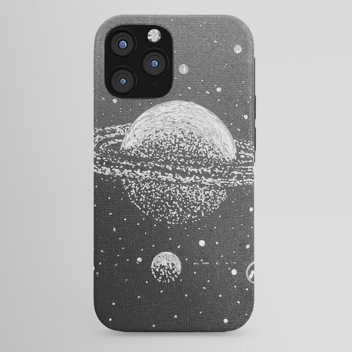 "Saturn's Moons" Outer Space Original Art, Planets, Galaxy Wall Decor iPhone Case