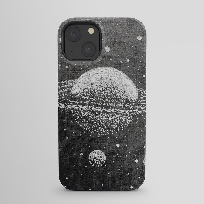 "Saturn's Moons" Outer Space Original Art, Planets, Galaxy Wall Decor iPhone Case