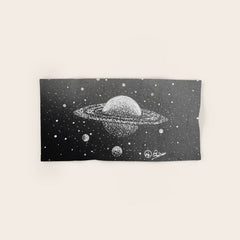 "Saturn's Moons" Outer Space Original Art, Planets, Galaxy Wall Decor Bath Towel