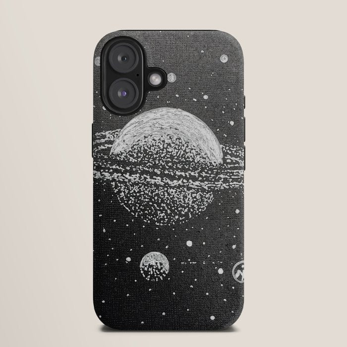 "Saturn's Moons" Outer Space Original Art, Planets, Galaxy Wall Decor iPhone Case