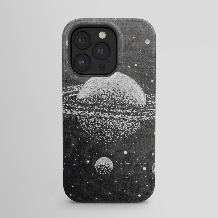 "Saturn's Moons" Outer Space Original Art, Planets, Galaxy Wall Decor iPhone Case