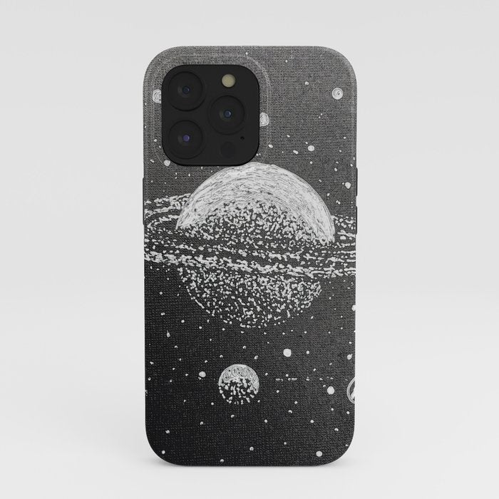 "Saturn's Moons" Outer Space Original Art, Planets, Galaxy Wall Decor iPhone Case