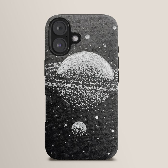 "Saturn's Moons" Outer Space Original Art, Planets, Galaxy Wall Decor iPhone Case