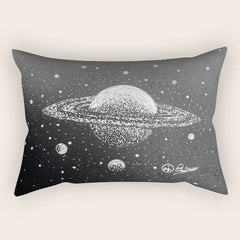"Saturn's Moons" Outer Space Original Art, Planets, Galaxy Wall Decor Rectangular Pillow