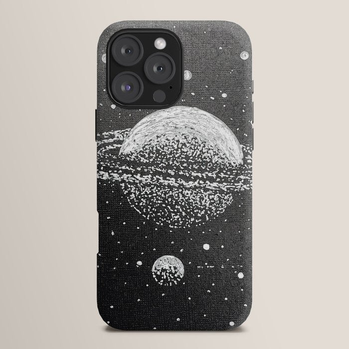 "Saturn's Moons" Outer Space Original Art, Planets, Galaxy Wall Decor iPhone Case