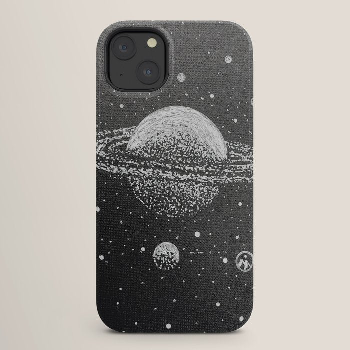 "Saturn's Moons" Outer Space Original Art, Planets, Galaxy Wall Decor iPhone Case