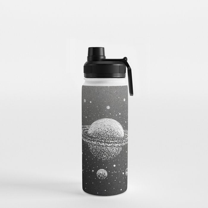 "Saturn's Moons" Outer Space Original Art, Planets, Galaxy Wall Decor Water Bottle