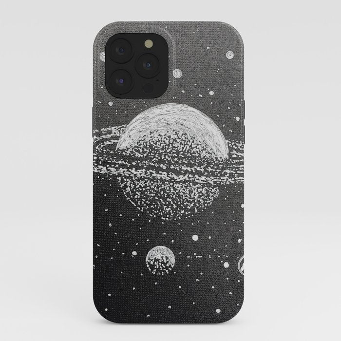 "Saturn's Moons" Outer Space Original Art, Planets, Galaxy Wall Decor iPhone Case