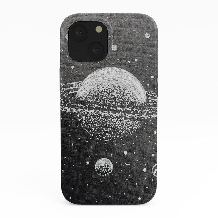"Saturn's Moons" Outer Space Original Art, Planets, Galaxy Wall Decor iPhone Case
