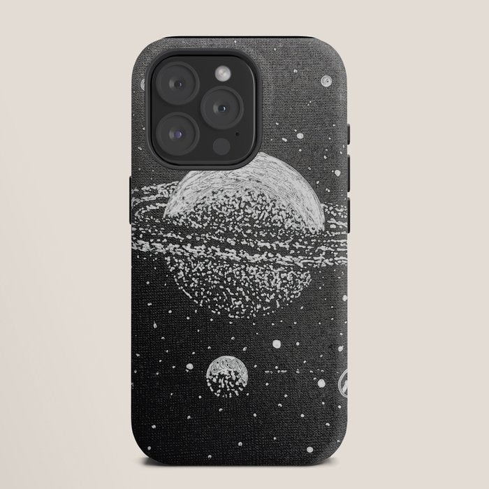 "Saturn's Moons" Outer Space Original Art, Planets, Galaxy Wall Decor iPhone Case
