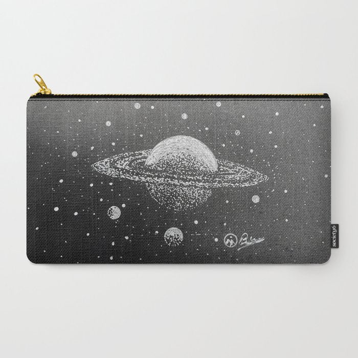 "Saturn's Moons" Outer Space Original Art, Planets, Galaxy Wall Decor Carry All Pouch