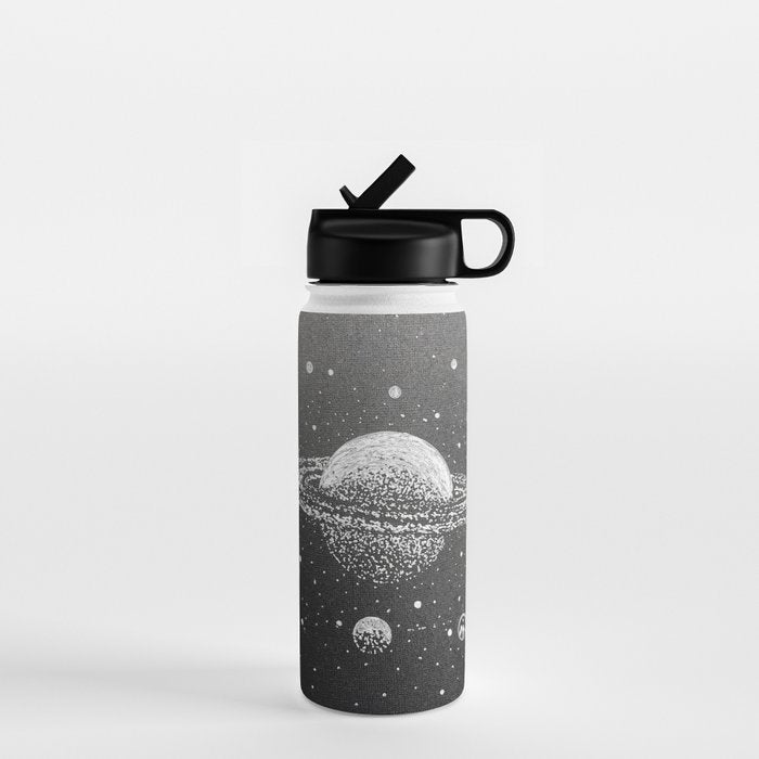"Saturn's Moons" Outer Space Original Art, Planets, Galaxy Wall Decor Water Bottle