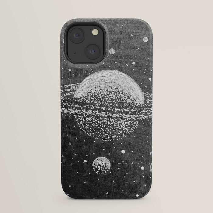 "Saturn's Moons" Outer Space Original Art, Planets, Galaxy Wall Decor iPhone Case