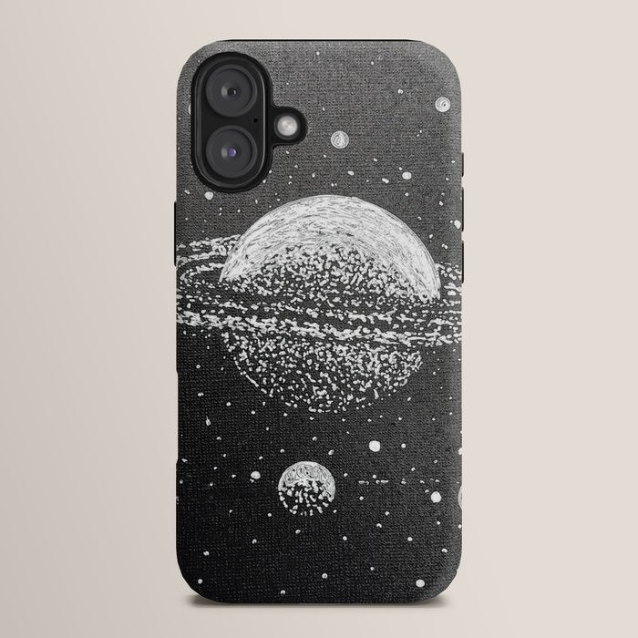 "Saturn's Moons" Outer Space Original Art, Planets, Galaxy Wall Decor iPhone Case