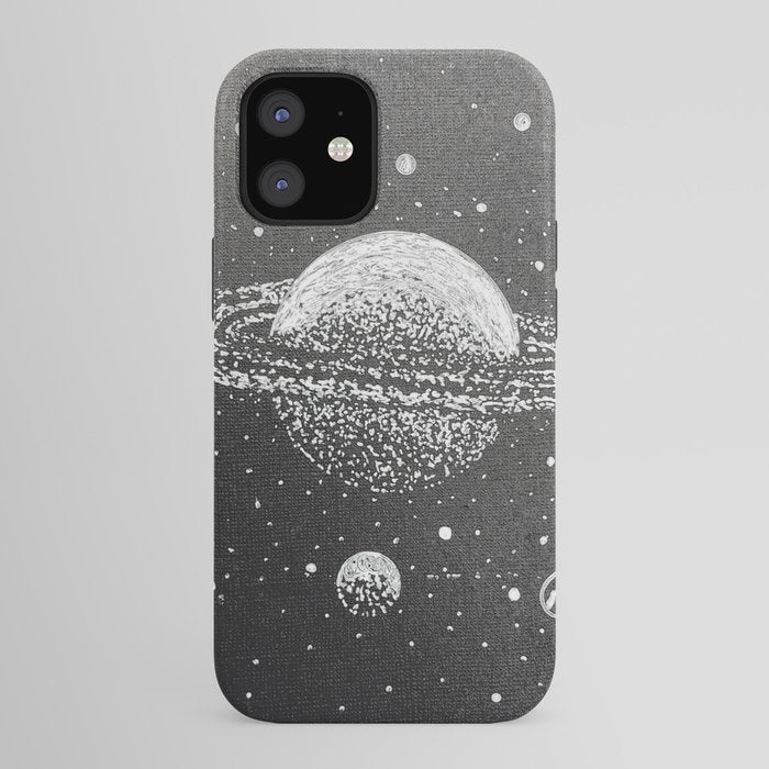 "Saturn's Moons" Outer Space Original Art, Planets, Galaxy Wall Decor iPhone Case