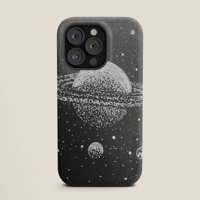 "Saturn's Moons" Outer Space Original Art, Planets, Galaxy Wall Decor iPhone Case