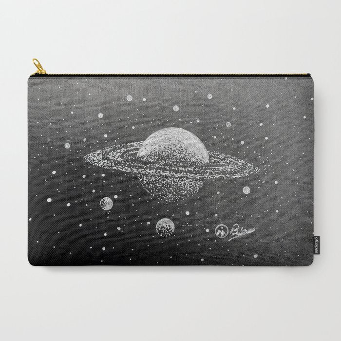 "Saturn's Moons" Outer Space Original Art, Planets, Galaxy Wall Decor Carry All Pouch