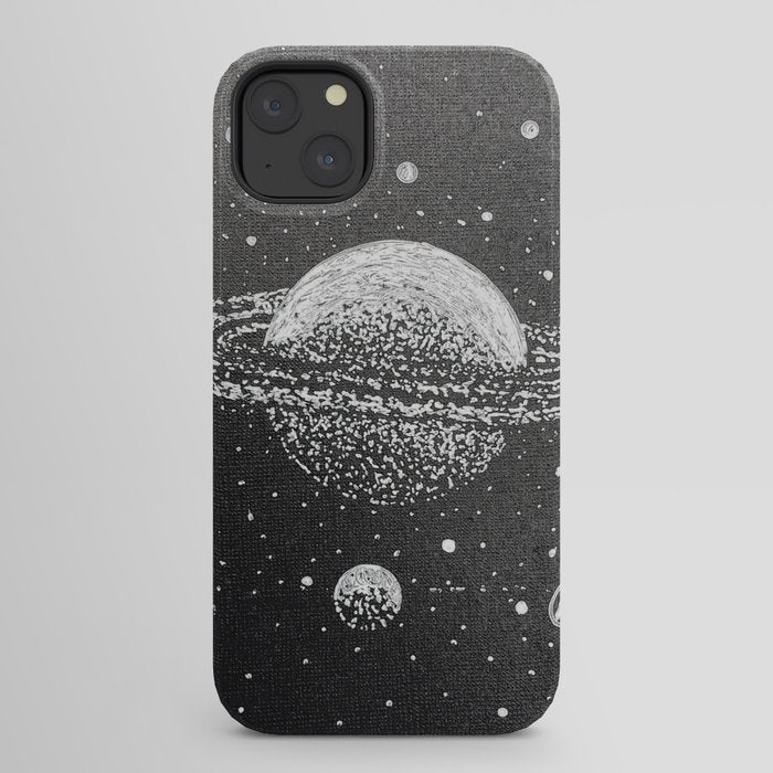 "Saturn's Moons" Outer Space Original Art, Planets, Galaxy Wall Decor iPhone Case