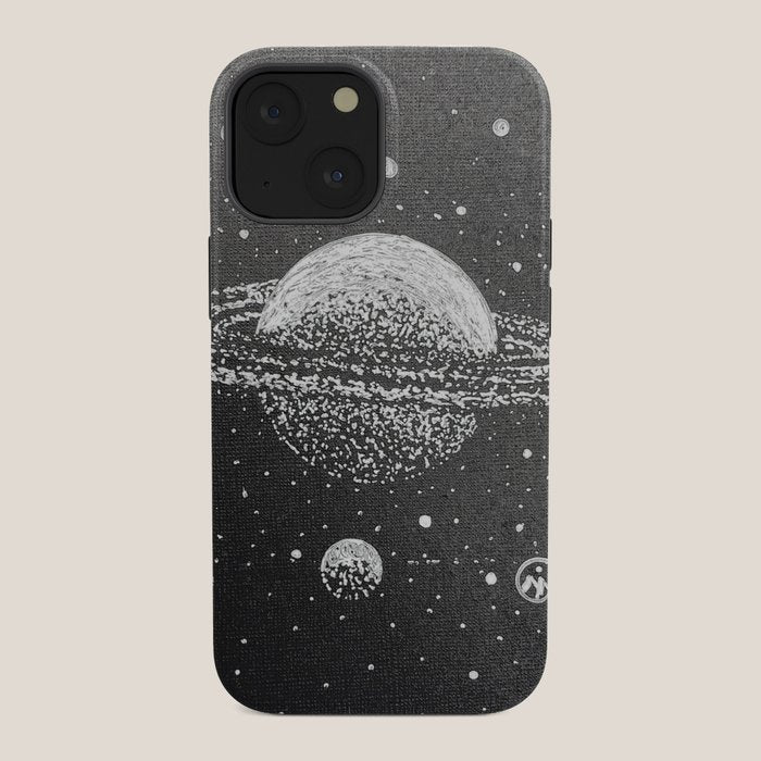 "Saturn's Moons" Outer Space Original Art, Planets, Galaxy Wall Decor iPhone Case