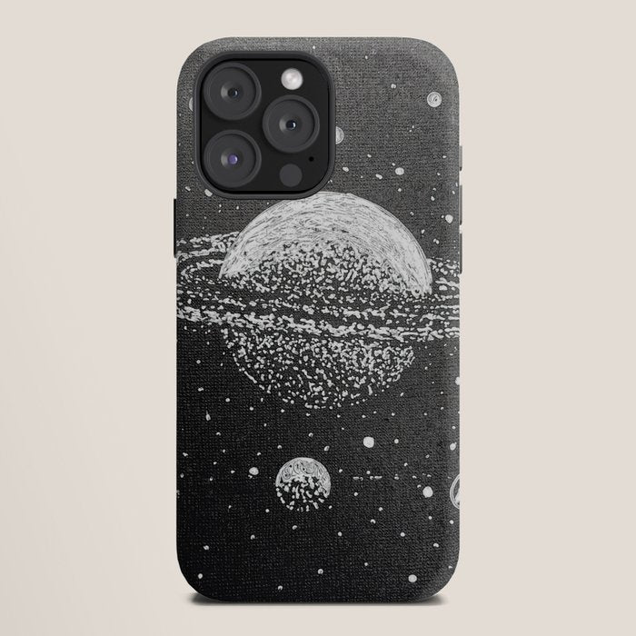 "Saturn's Moons" Outer Space Original Art, Planets, Galaxy Wall Decor iPhone Case