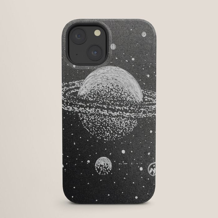 "Saturn's Moons" Outer Space Original Art, Planets, Galaxy Wall Decor iPhone Case