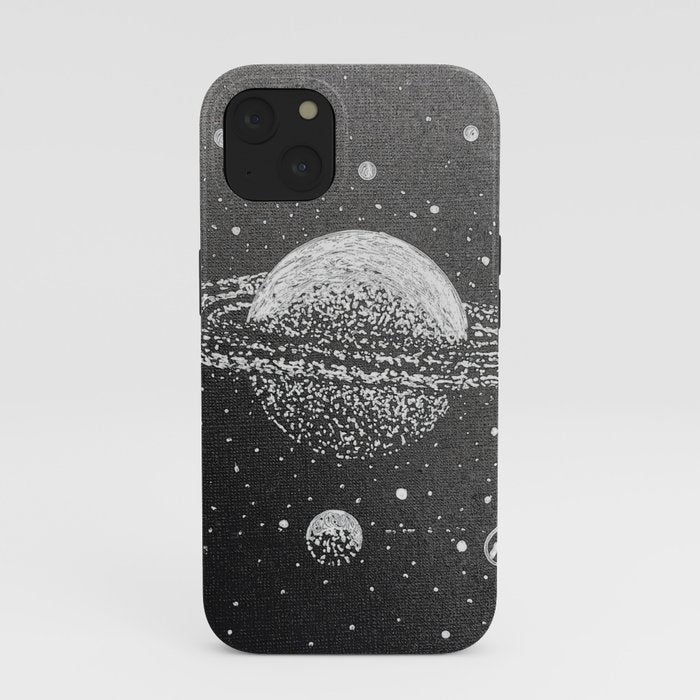 "Saturn's Moons" Outer Space Original Art, Planets, Galaxy Wall Decor iPhone Case