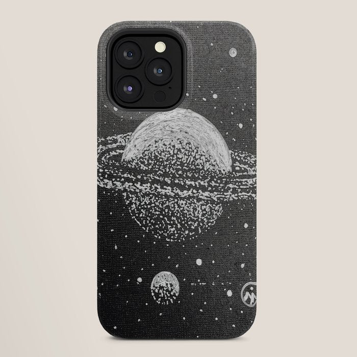 "Saturn's Moons" Outer Space Original Art, Planets, Galaxy Wall Decor iPhone Case