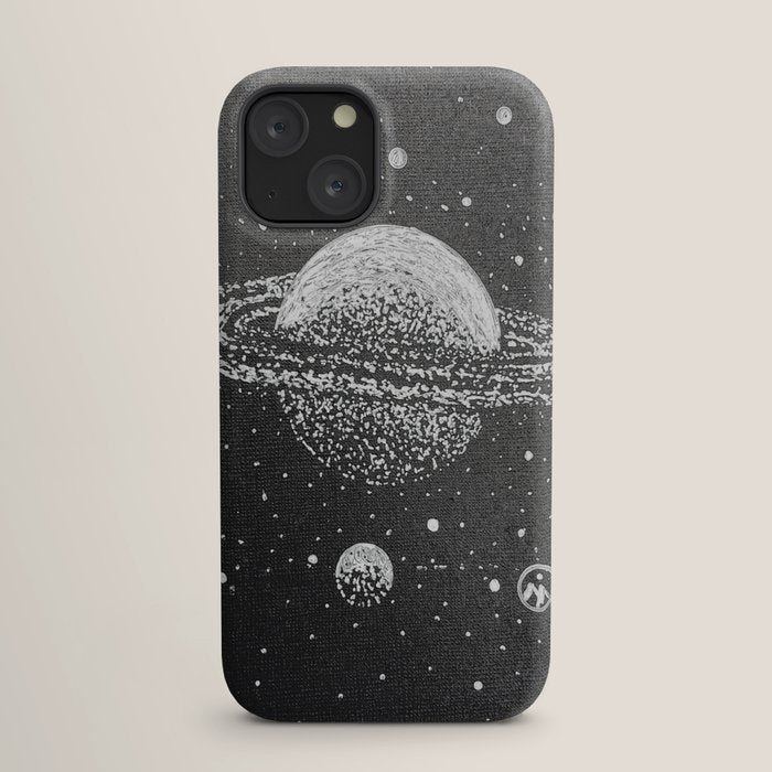 "Saturn's Moons" Outer Space Original Art, Planets, Galaxy Wall Decor iPhone Case