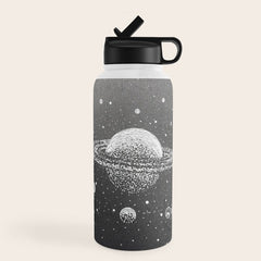 "Saturn's Moons" Outer Space Original Art, Planets, Galaxy Wall Decor Water Bottle