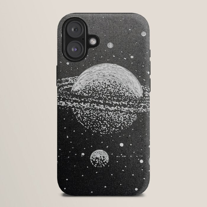 "Saturn's Moons" Outer Space Original Art, Planets, Galaxy Wall Decor iPhone Case