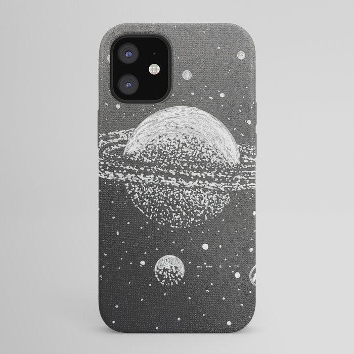 "Saturn's Moons" Outer Space Original Art, Planets, Galaxy Wall Decor iPhone Case