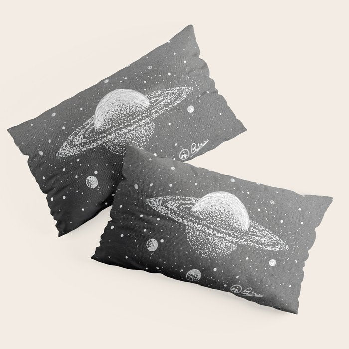 "Saturn's Moons" Outer Space Original Art, Planets, Galaxy Wall Decor Pillow Sham