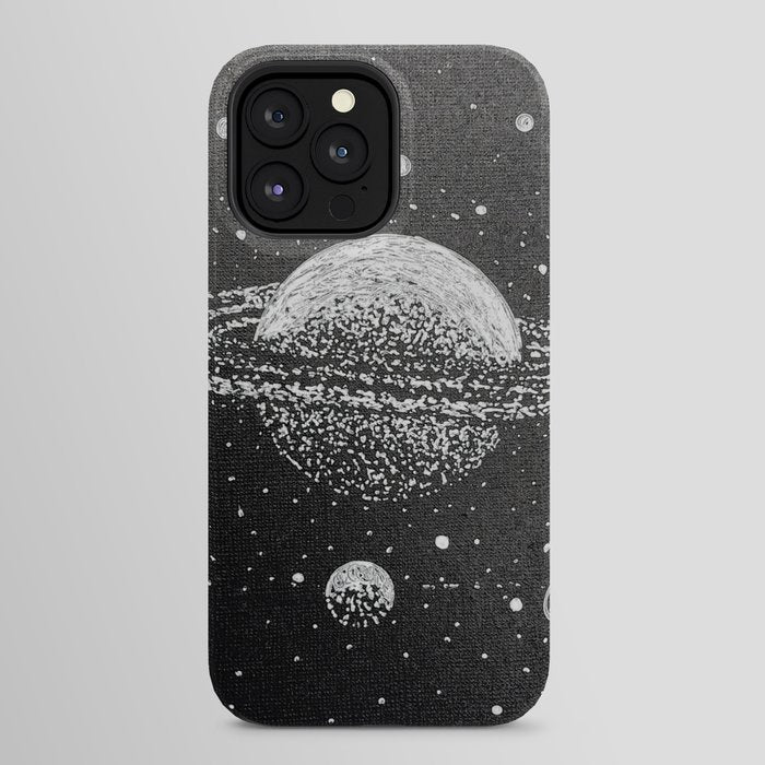 "Saturn's Moons" Outer Space Original Art, Planets, Galaxy Wall Decor iPhone Case