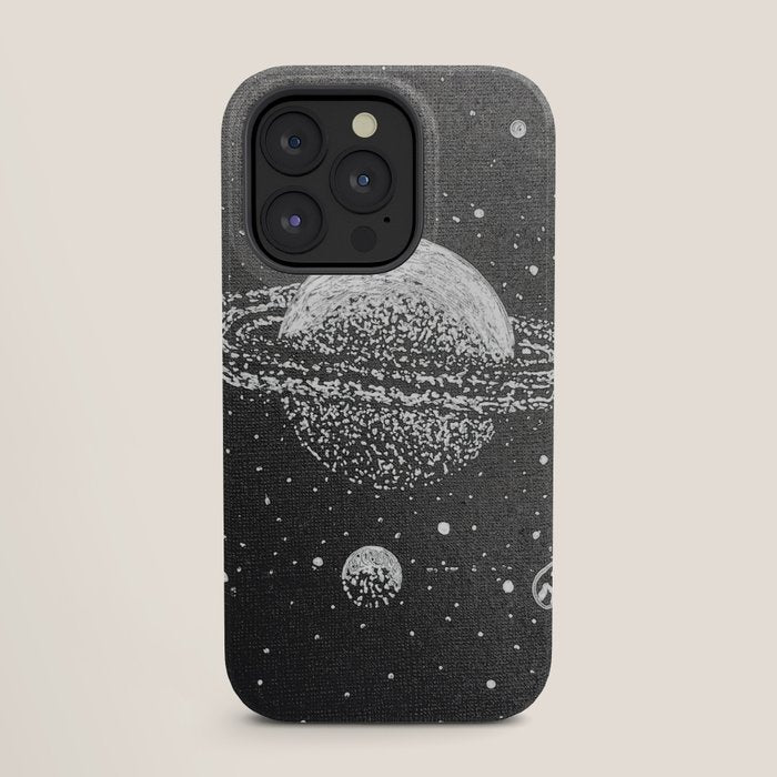 "Saturn's Moons" Outer Space Original Art, Planets, Galaxy Wall Decor iPhone Case