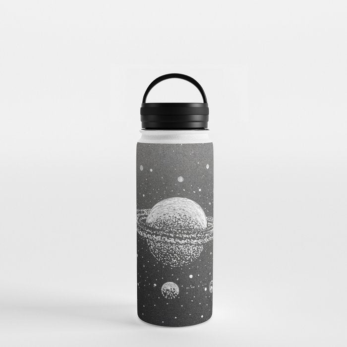 "Saturn's Moons" Outer Space Original Art, Planets, Galaxy Wall Decor Water Bottle