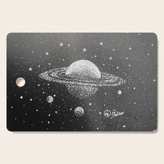 "Saturn's Moons" Outer Space Original Art, Planets, Galaxy Wall Decor Cutting Board