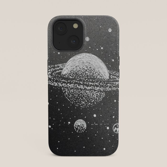 "Saturn's Moons" Outer Space Original Art, Planets, Galaxy Wall Decor iPhone Case