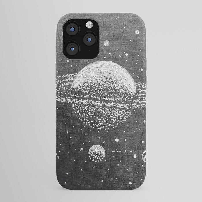 "Saturn's Moons" Outer Space Original Art, Planets, Galaxy Wall Decor iPhone Case