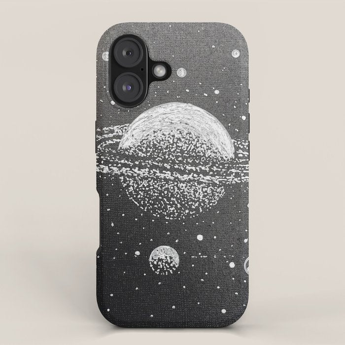 "Saturn's Moons" Outer Space Original Art, Planets, Galaxy Wall Decor iPhone Case