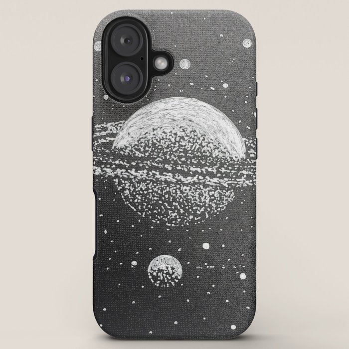 "Saturn's Moons" Outer Space Original Art, Planets, Galaxy Wall Decor iPhone Case