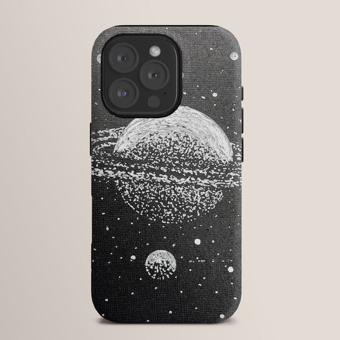 "Saturn's Moons" Outer Space Original Art, Planets, Galaxy Wall Decor iPhone Case